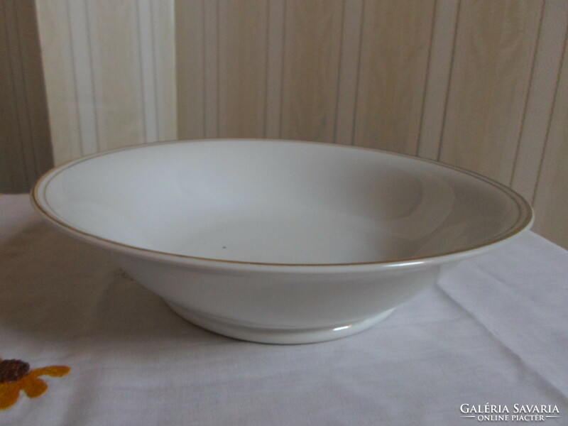 Zsolnay porcelain white bowl with gold rim, round garnish