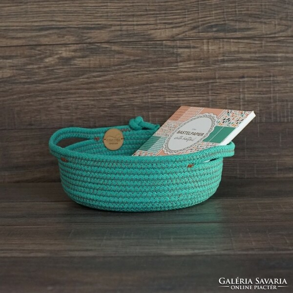 Sewn rope basket - storage bowl (emerald | 2)