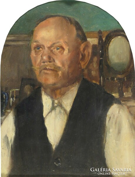 Hungarian painter 1923: portrait of a man with a mustache
