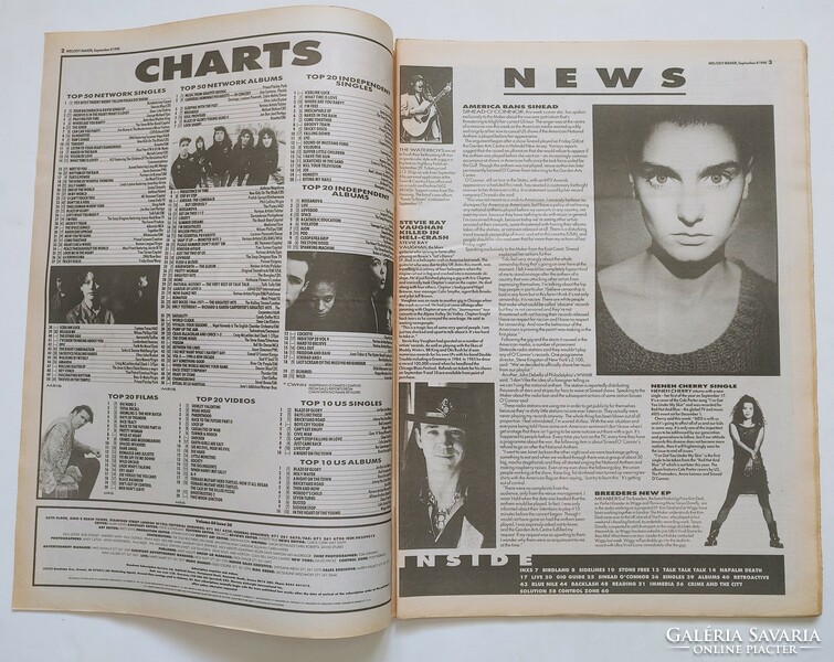 Melody maker magazine 90/9/8 sinead o'connor blue nile inxs city solution napalm death neil young