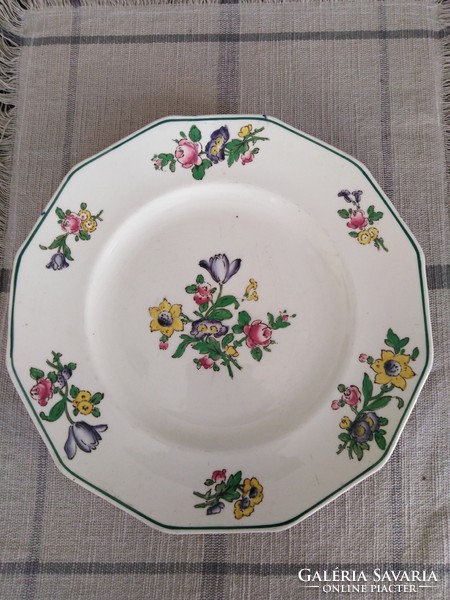 Angol fajansz tányér - antik jelleggel / kézi festett
