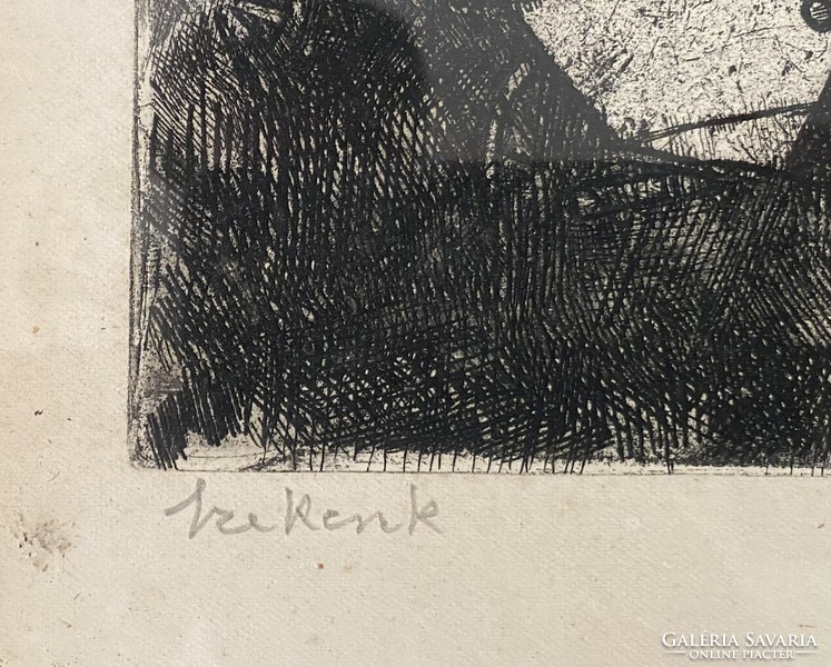 Bencze László: Szekerek - rézkarc