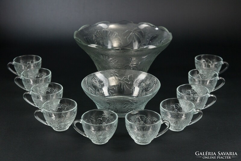 Glass bowl set, 10 glasses, 2 bowls