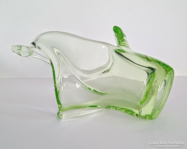 Jan beranek Czech uranium glass basket 13x20cm