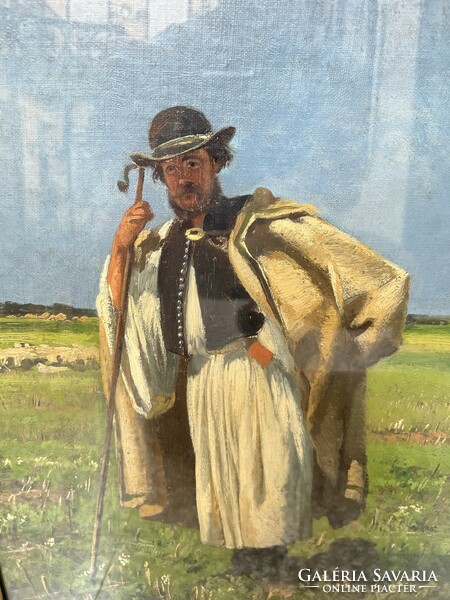 Béla Pállik (1845-1908): sheep herder c. His painting