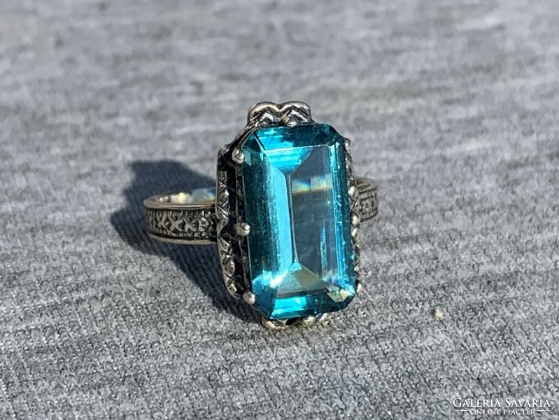 Kék köves régi  női ezüst gyűrű