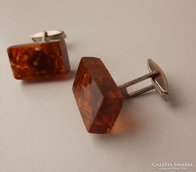 Vintage amber cufflinks, cufflinks, bijoux