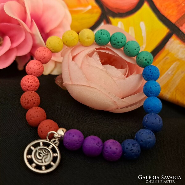Lava stone chakra energy bracelet.
