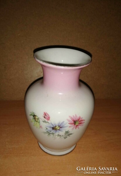 Hollóházi porcelán virág mintás váza  - 15 cm magas (2/d)
