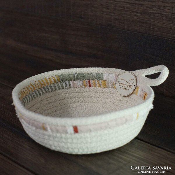 Sewn mini rope basket - storage bowl (achillea)