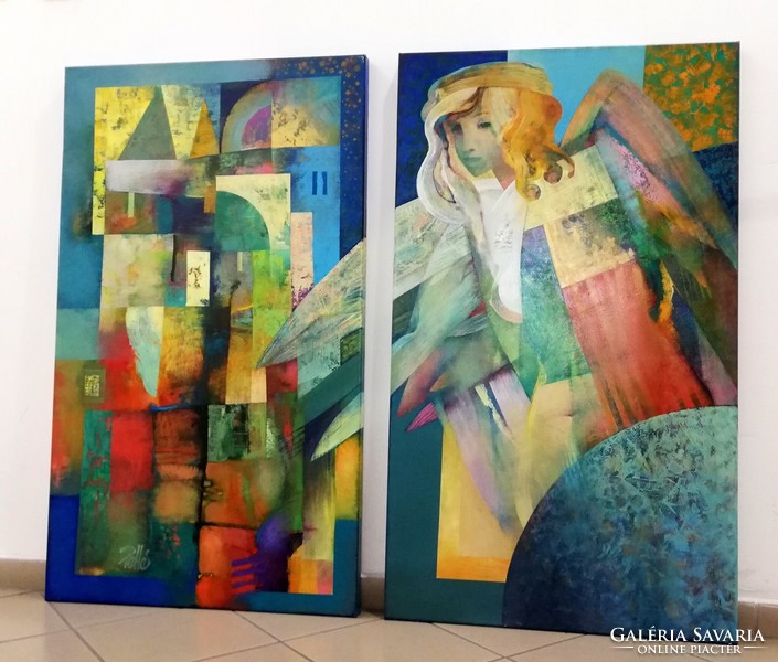 Painting by Róbert Pelles, diptych, oil, canvas.