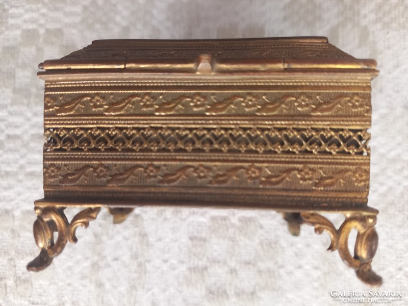 Antique fire-gilded copper jewelry box