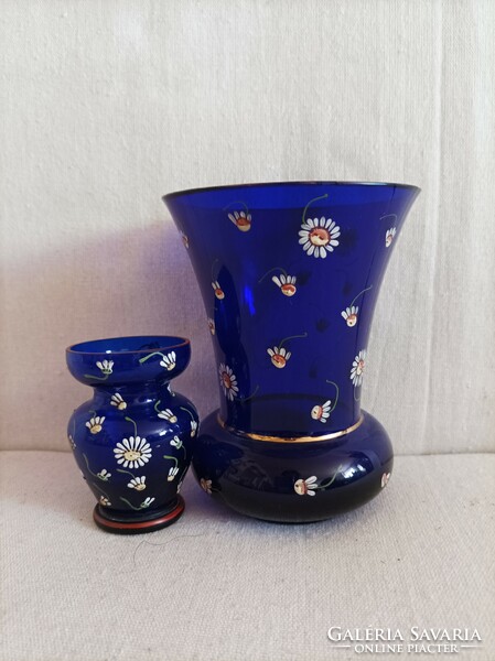 Cobalt blue parade glass vases, large and small