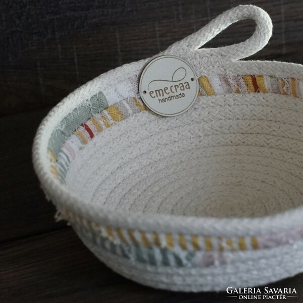 Sewn mini rope basket - storage bowl (achillea)