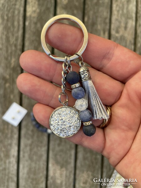 Mineral bracelet, earrings and key ring set