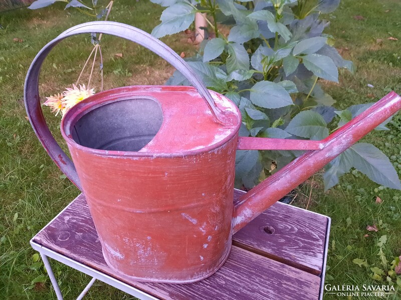 Found an antique tin watering can in used condition - more like a decoration