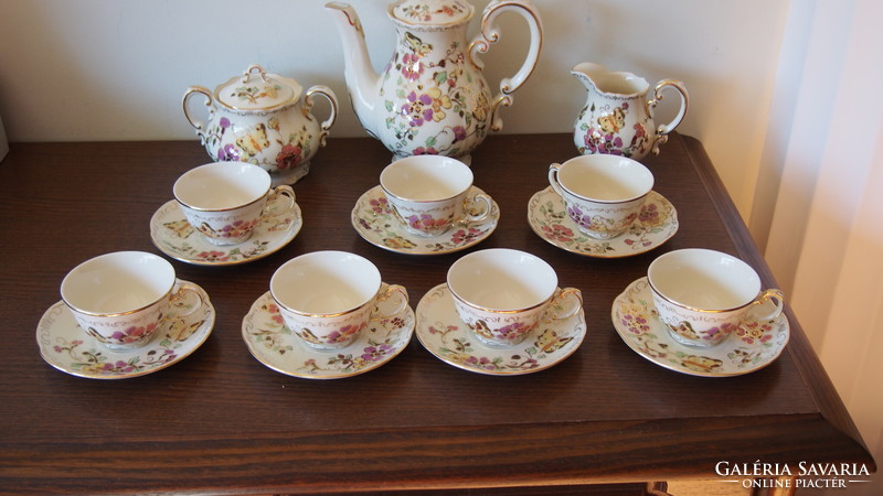 Zsolnay butterfly coffee set for 7 people