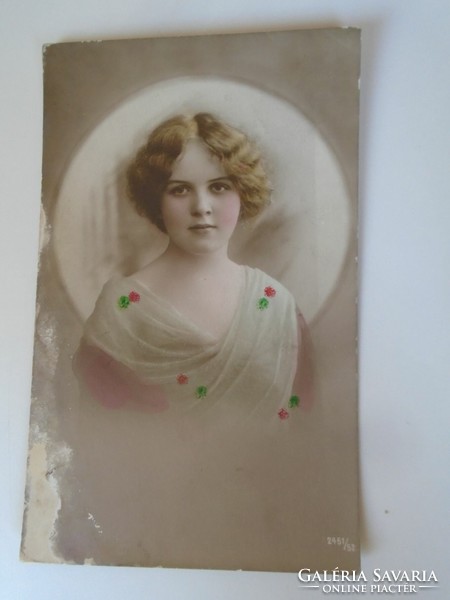 D198028 postcard - young lady - 1911 damaged