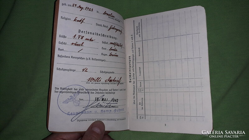 Antique 1941. Ww ii..- Iii. Empire German - Nazi military pay book in wonderful condition according to pictures