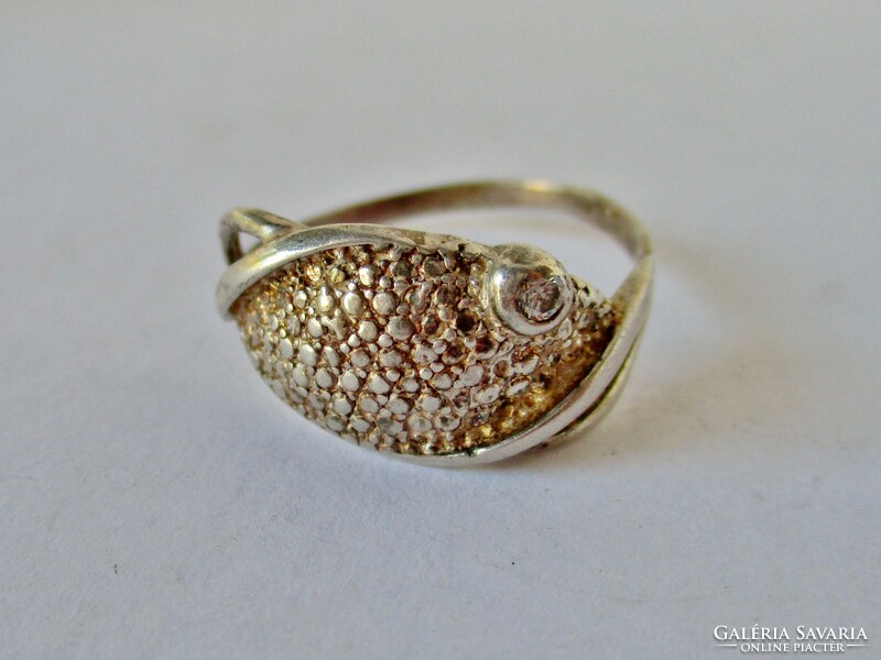 Very nice handmade silver ring with a small stone, size 69