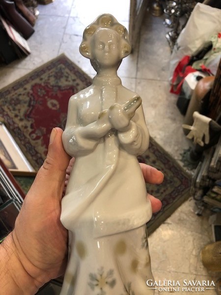 Old Soviet porcelain lady statue, 28 cm, rarity.