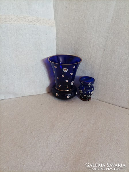 Kobalt kék Parádi üveg vázák a nagy és a kicsi