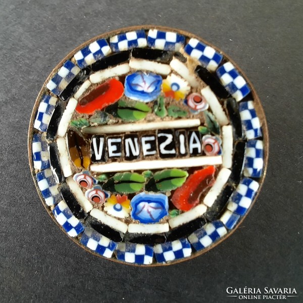 Antique Murano micromosaic badge, brooch, trinket