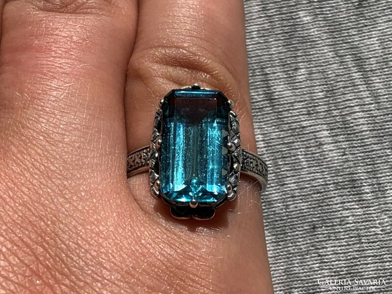 Kék köves régi  női ezüst gyűrű