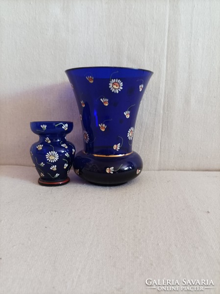 Cobalt blue parade glass vases, large and small