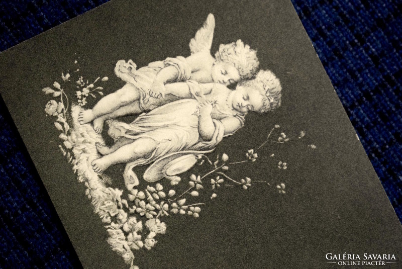 Antik relief hatású üdvözlő képeslap angyalkák  művészlap