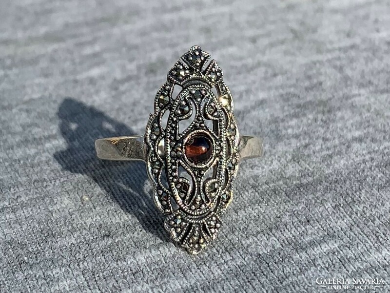 Women's silver ring with marcasite stones