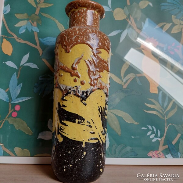With free delivery - vintage fat lava ceramic vase by István from Transylvania