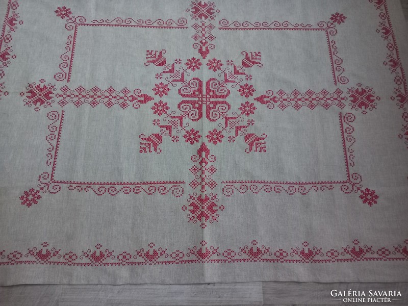 Linen cross stitch tablecloth 155 x 120 cm