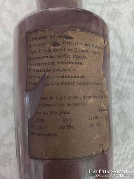 Antik francia patika üveg párban,  két palack gyógyszer tárolásához szakított üveg