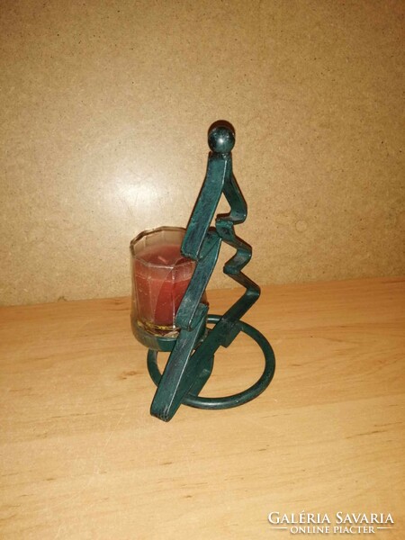 Metal candle holder in the shape of a Christmas tree with a candle - 19 cm high (32/d)