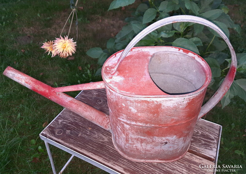 Found an antique tin watering can in used condition - more like a decoration