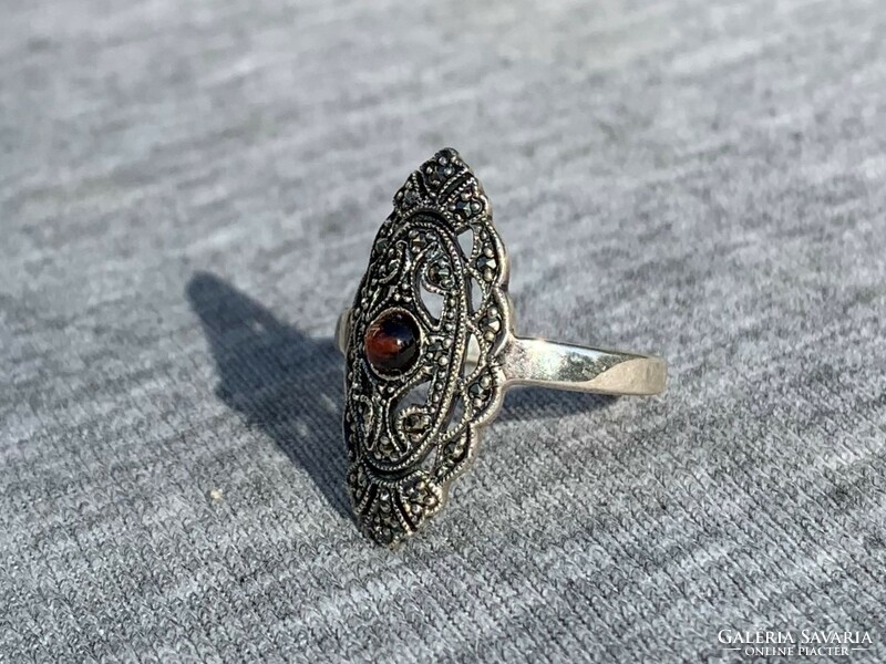 Women's silver ring with marcasite stones