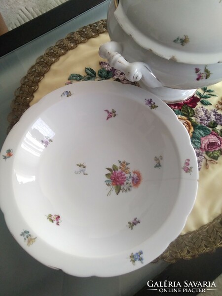 Old Herend antique soup bowl with serving bowl from the end of the 1800s.