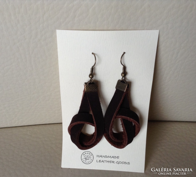 Knotted Leather Craft Earrings (Dark Brown)