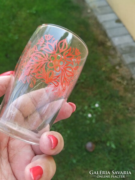 Wine glass with red pattern, 2 glass glasses for sale!