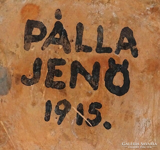 1O191 Pálla Jenő (1883-1958) népi szecessziós kerámia váza 1915