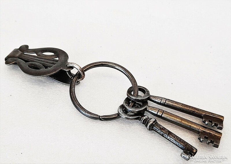 Antique iron janitor key ring