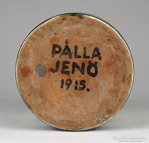 1O191 Pálla Jenő (1883-1958) népi szecessziós kerámia váza 1915