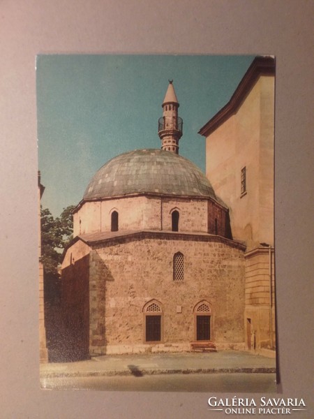 Hungary, postcard-Pécs, Jakovali Hassan Mosque and minaret