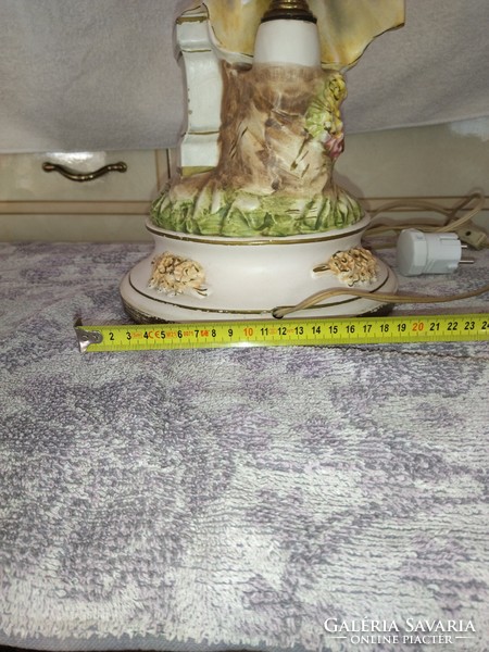 Beautiful vintage 62cm high porcelain mother and child complete table lamp