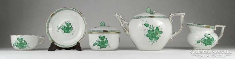 1O183 Herend porcelain with green Appony pattern tea set for 6 people