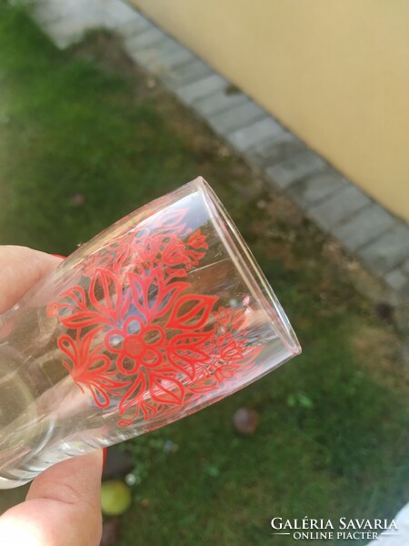 Piros mintás boros pohár, üveg pohár  2 db eladó!