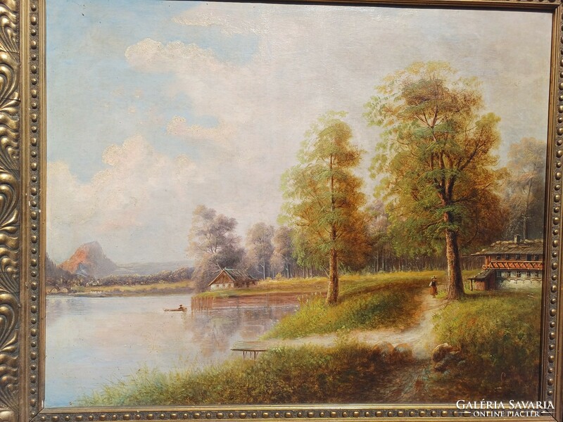 Antique landscape painting of an Alpine nature, Austrian or German-Great Plains, 1800s