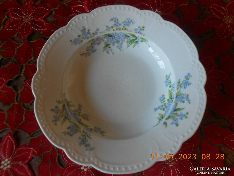 Antique zsolnay pearl wall plate with forget-me-not pattern