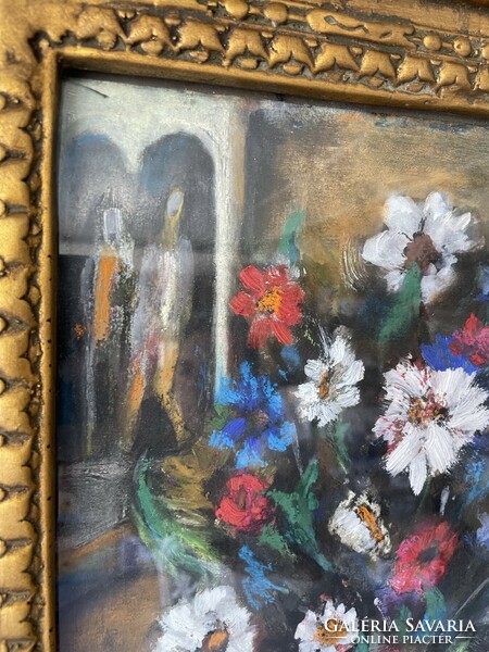 Vass Elemér jelzéssel Asztali csendélet virágokkal